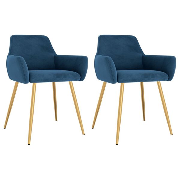 vidaXL Chaises &agrave; manger lot de 2 Bleu Velours