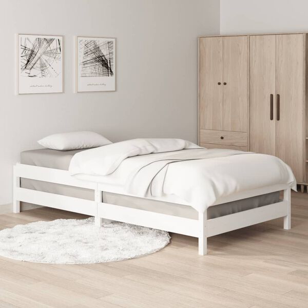 vidaXL Lit empilable sans matelas blanc 90x190 cm bois de pin massif
