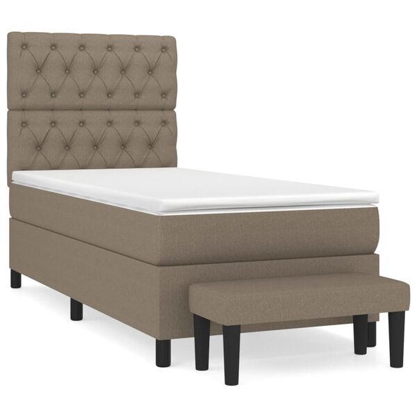 vidaXL Sommier &agrave; lattes de lit avec matelas Taupe 80x200 cm Tissu