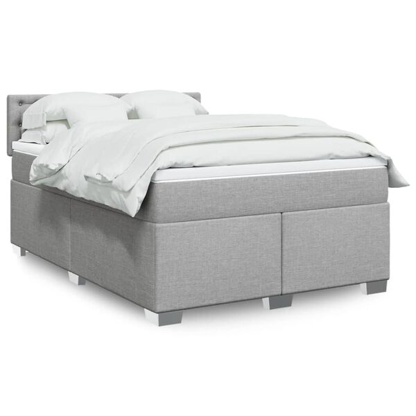vidaXL Sommier &agrave; lattes de lit avec matelas Gris clair 140x200cm Tissu