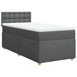 vidaXL Sommier &agrave; lattes de lit avec matelas gris fonc&eacute; 90x190 cm simple tissu