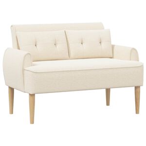 vidaXL Canap&eacute; love seat avec capitonnage en boutons Cr&egrave;me Boucl&eacute;
