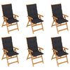 vidaXL Chaises de jardin lot de 6 et coussins anthracite Bois de teck