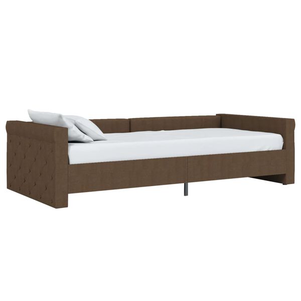 vidaXL Lit avec matelas et &eacute;clairage USB Marron fonc&eacute; Tissu 90x200 cm