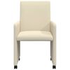 vidaXL Chaises de Salle &agrave; Manger avec Roues 2 pcs Cr&egrave;me Faux cuir