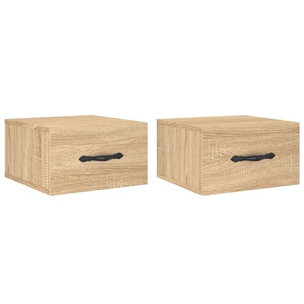 vidaXL Tables de chevet murales 2 pcs ch&ecirc;ne sonoma 35x35x20 cm