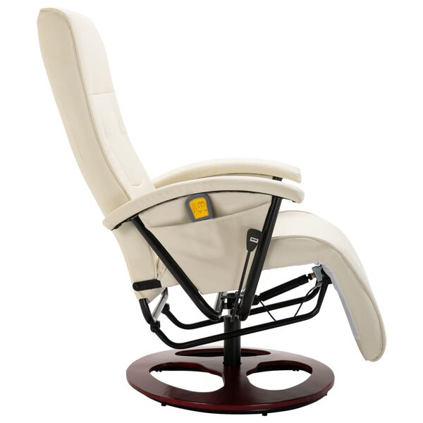 vidaXL Fauteuil de massage blanc cr&egrave;me similicuir