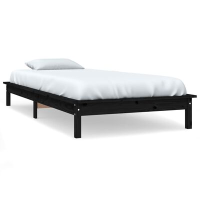 vidaXL Cadre de lit noir 90x190 cm simple bois de pin massif