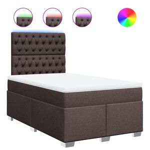 vidaXL Sommier &agrave; lattes de lit et matelas marron fonc&eacute; 120x190cm tissu