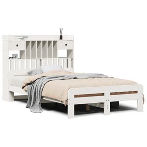 vidaXL Lit biblioth&egrave;que sans matelas blanc 135x190 cm bois pin massif
