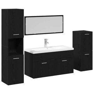 vidaXL Ensemble de mobilier de salle de bain 4 pcs Ch&ecirc;ne noir