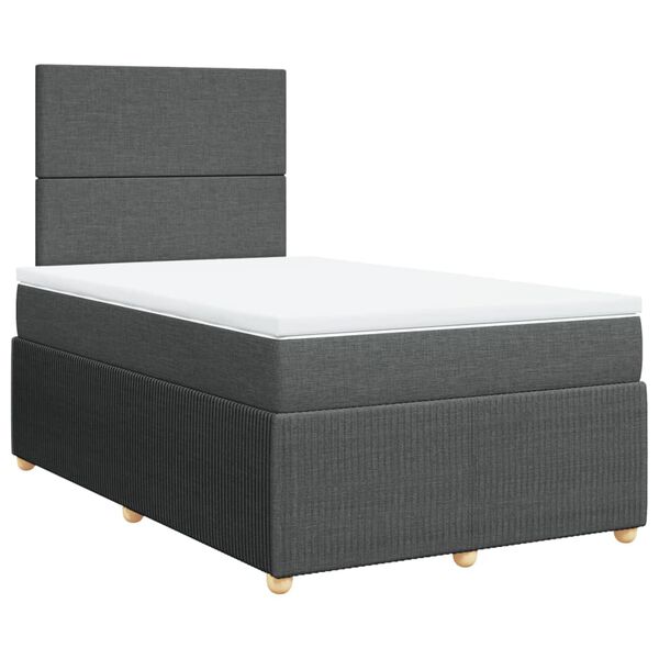 vidaXL Sommier &agrave; lattes de lit avec matelas gris fonc&eacute; 120x190cm tissu