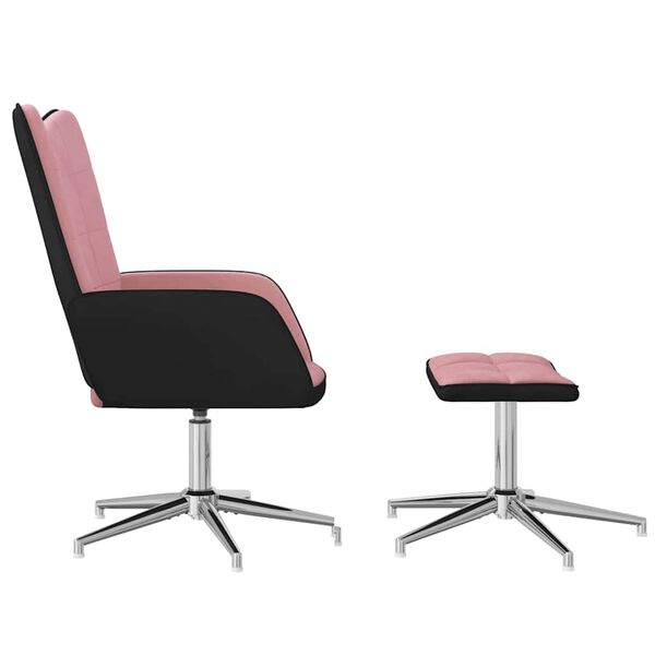 vidaXL Chaise de relaxation avec tabouret Rose Velours et PVC