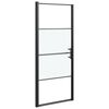 vidaXL Porte de douche 81x195 cm Verre tremp&eacute; demi-d&eacute;poli Noir