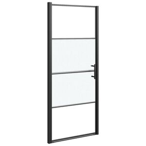 vidaXL Porte de douche 81x195 cm Verre tremp&eacute; demi-d&eacute;poli Noir