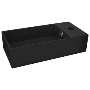 vidaXL Lavabo de salle de bain avec trop-plein C&eacute;ramique Noir mat