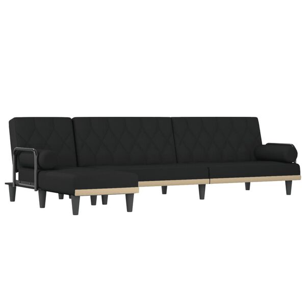 vidaXL Canap&eacute;-lit en forme de L noir 260x140x70 cm tissu
