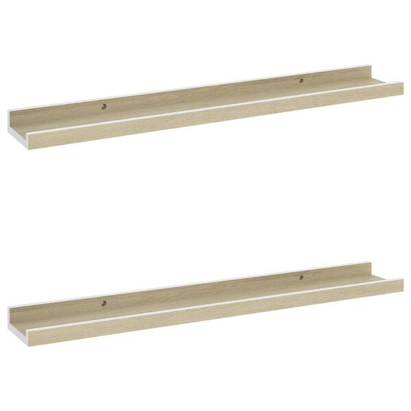 vidaXL &Eacute;tag&egrave;res murales 2 pcs blanc et ch&ecirc;ne sonoma 60x9x3 cm