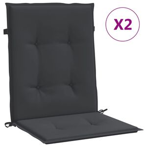 vidaXL Coussins de chaise de jardin &agrave; dossier bas lot de 2 noir