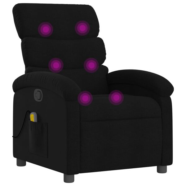 vidaXL Fauteuil inclinable de massage noir tissu