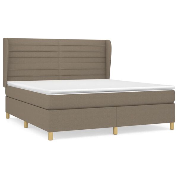 vidaXL Sommier &agrave; lattes de lit avec matelas Taupe 180x200 cm Tissu