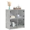 vidaXL Armoire lat&eacute;rale avec portes en verre gris b&eacute;ton 68x37x75,5 cm