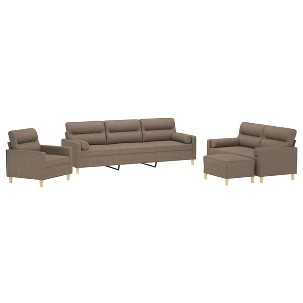 vidaXL Ensemble de canap&eacute;s 4 pcs coussins d&eacute;coratifs et coussins Taupe