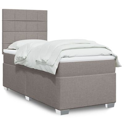 vidaXL Sommier à lattes de lit avec matelas Taupe 100x200 cm Tissu