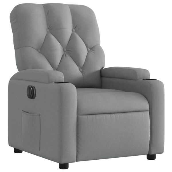 vidaXL Fauteuil inclinable &eacute;lectrique Gris clair Tissu