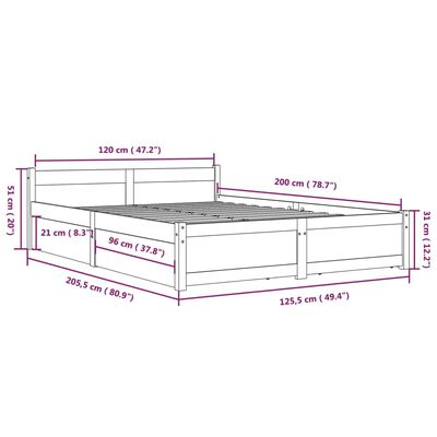 vidaXL Cadre de lit avec tiroirs 120x200 cm