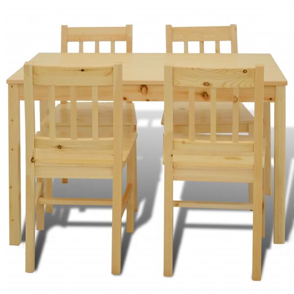 vidaXL Table de salle &agrave; manger en bois avec 4 chaises Naturel