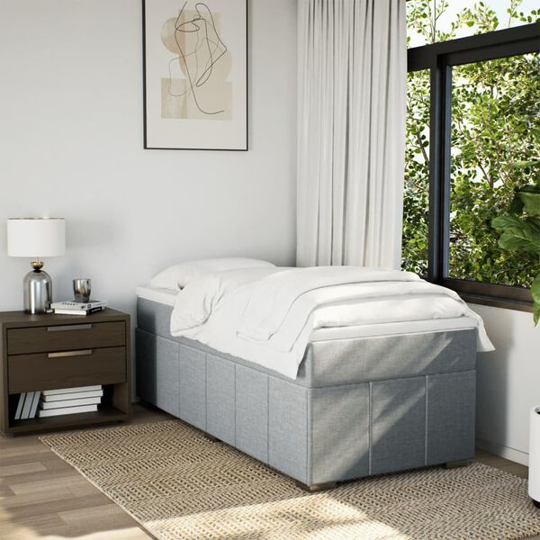 vidaXL Sommier &agrave; lattes de lit et matelas Gris clair 90x190 cm Tissu
