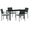 vidaXL Ensemble de salle &agrave; manger pour jardin 5 pc Noir et Gris Clair