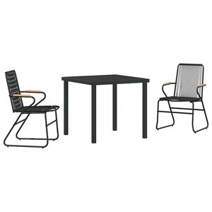 vidaXL Ensemble de salle &agrave; manger pour jardin 3 pcs Noir