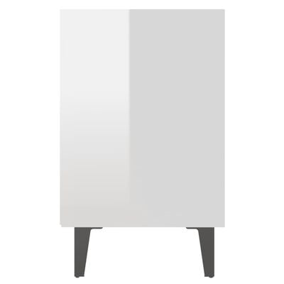 vidaXL Table de chevet avec pieds en métal blanc brillant 40x30x50 cm