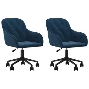 vidaXL Chaises pivotantes &agrave; manger lot de 2 Bleu Velours