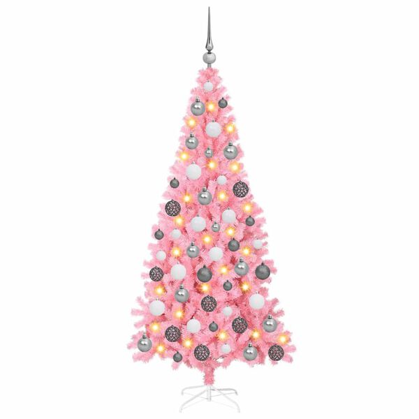 vidaXL Sapin de No&euml;l avec 300 LED avec support Rose 180 cm PVC