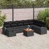 vidaXL Ensemble de canap&eacute; de jardin avec coussin 9 pcs Noir Poly rotin