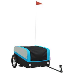 vidaXL Remorque de v&eacute;lo noir et bleu 45 kg fer