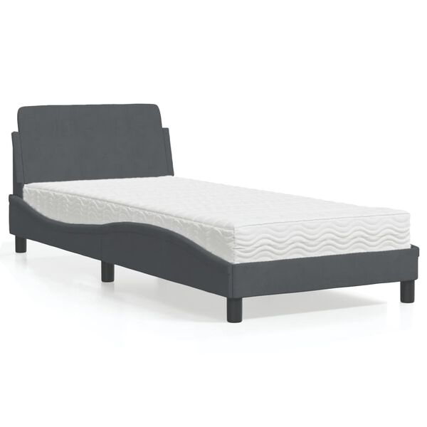 vidaXL Lit avec matelas Dover gris fonc&eacute; 80x200 cm velours
