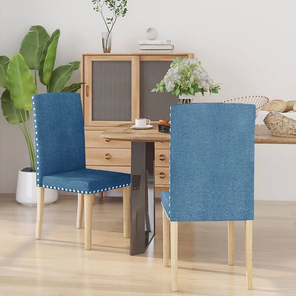 vidaXL Chaises &agrave; manger lot de 2 bleu tissu