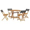 vidaXL Ensemble &agrave; manger de jardin 5 pcs r&eacute;sine tress&eacute;e et bois massif