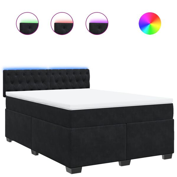 vidaXL Sommier &agrave; lattes de lit avec matelas Noir 140x190 cm Velours
