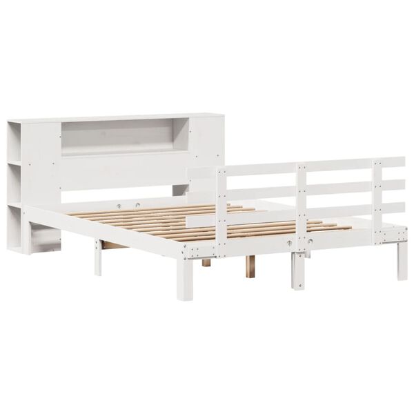 vidaXL Lit biblioth&egrave;que sans matelas blanc 140x190 cm bois pin massif