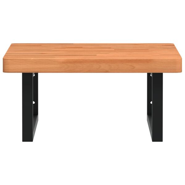 vidaXL &Eacute;tag&egrave;re de vasque murale acier et bois massif de h&ecirc;tre