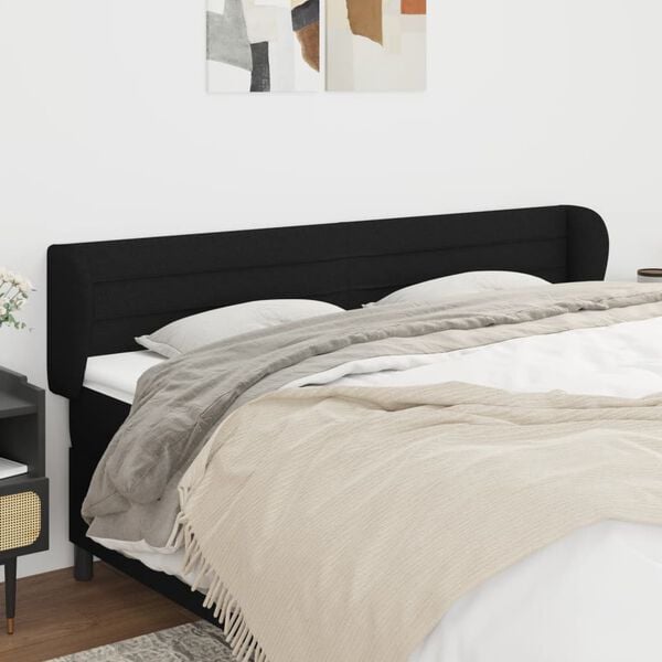 vidaXL Tête de lit avec oreilles Noir 163x23x78/88 cm Tissu