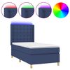 vidaXL Sommier &agrave; lattes de lit matelas et LED Bleu 90x200 cm Tissu