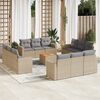vidaXL Salon de jardin avec coussins 13 pcs beige r&eacute;sine tress&eacute;e