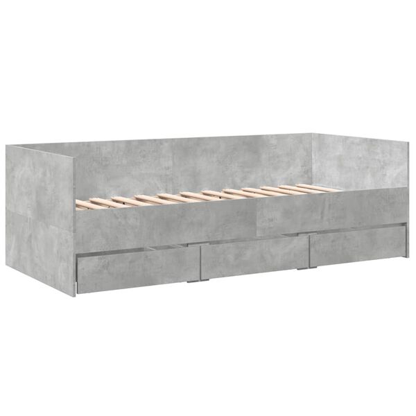 vidaXL Lit de jour avec tiroirs sans matelas gris b&eacute;ton 90x200 cm