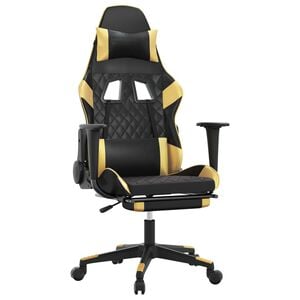 vidaXL Chaise de jeu avec repose-pied Noir et dor&eacute; Similicuir